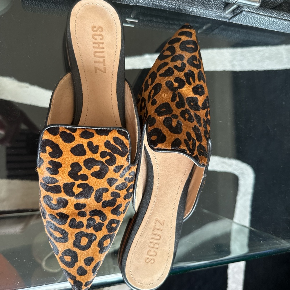 Schutz leopard print mules
